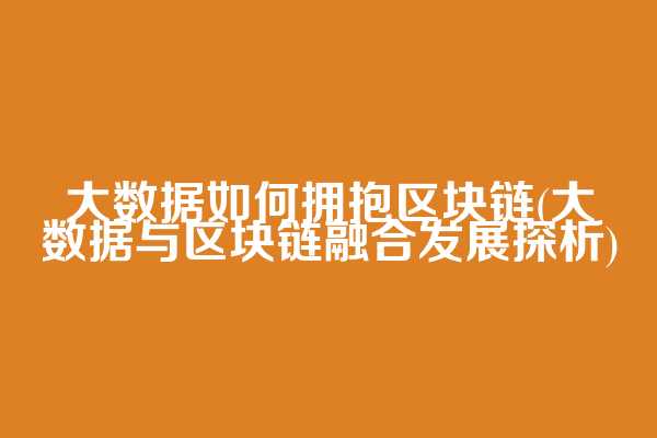 大数据如何拥抱区块链(大数据与区块链融合发展探析)