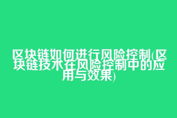 区块链如何进行风险控制(区块链技术在风险控制中的应用与效果)  第1张