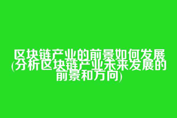 区块链产业的前景如何发展(分析区块链产业未来发展的前景和方向)