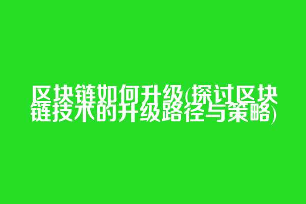 区块链如何升级(探讨区块链技术的升级路径与策略)