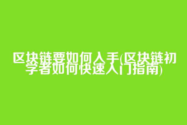 区块链要如何入手(区块链初学者如何快速入门指南)