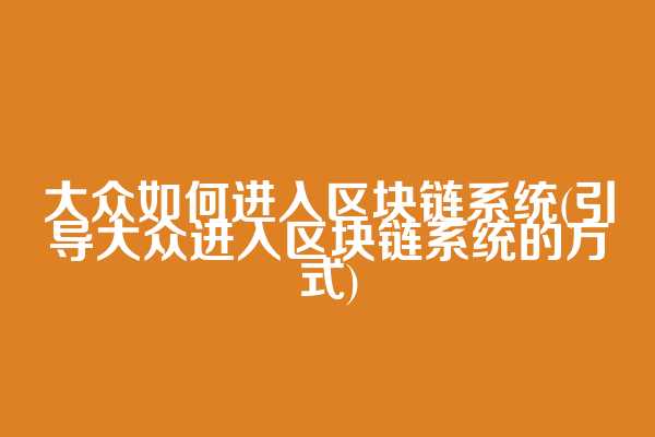 大众如何进入区块链系统(引导大众进入区块链系统的方式)