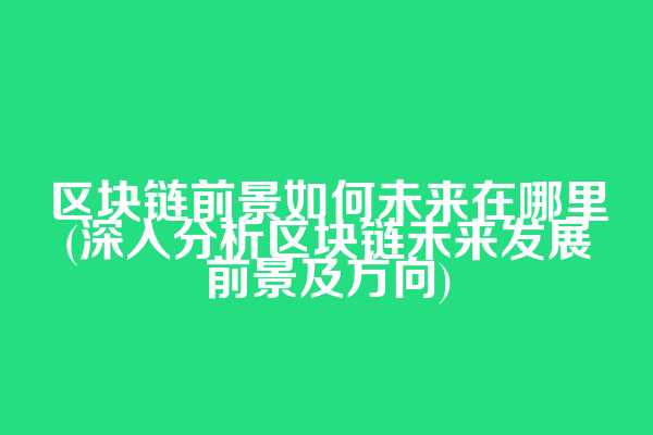 区块链前景如何未来在哪里(深入分析区块链未来发展前景及方向)