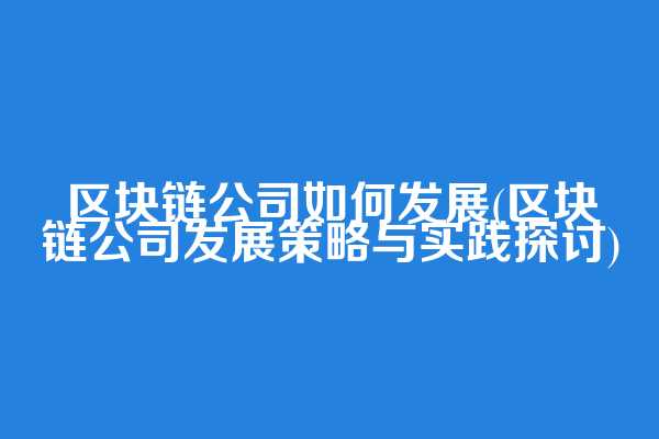 区块链公司如何发展(区块链公司发展策略与实践探讨)