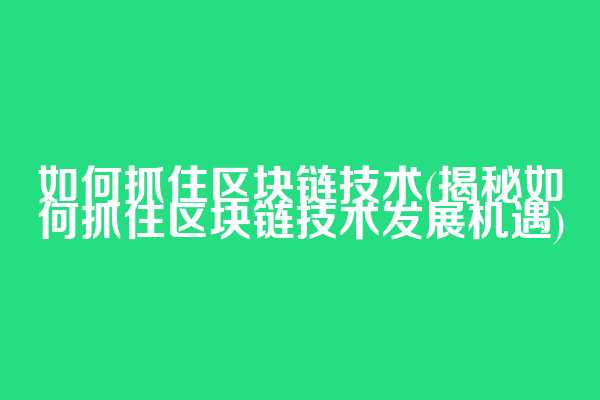如何抓住区块链技术(揭秘如何抓住区块链技术发展机遇)