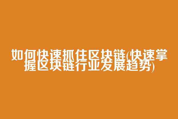 如何快速抓住区块链(快速掌握区块链行业发展趋势)