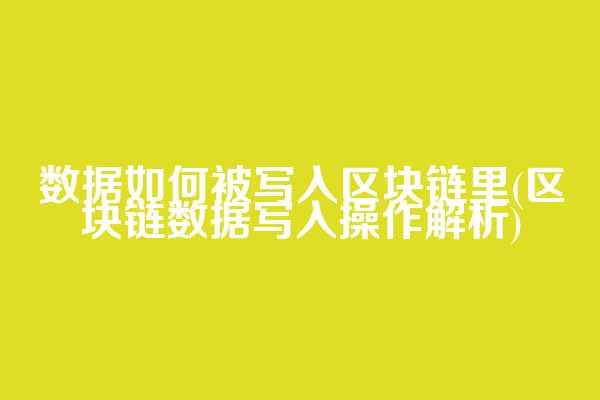 数据如何被写入区块链里(区块链数据写入操作解析)  第1张