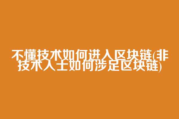 不懂技术如何进入区块链(非技术人士如何涉足区块链)