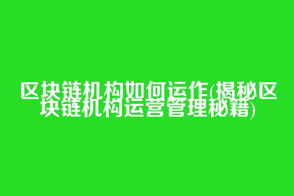 区块链机构如何运作(揭秘区块链机构运营管理秘籍)  第1张