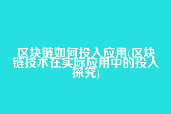 区块链如何投入应用(区块链技术在实际应用中的投入探究)