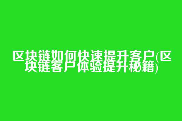 区块链如何快速提升客户(区块链客户体验提升秘籍)