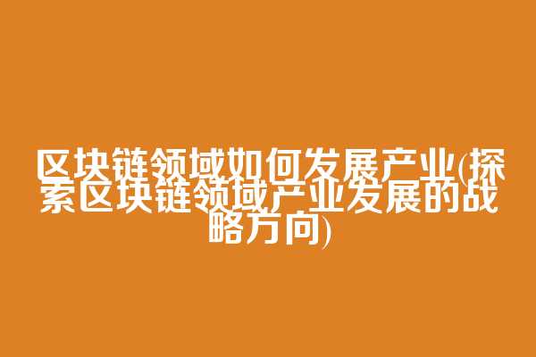 区块链领域如何发展产业(探索区块链领域产业发展的战略方向)