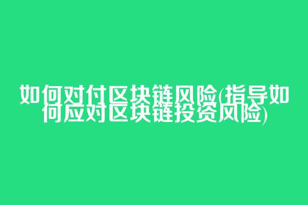 如何对付区块链风险(指导如何应对区块链投资风险)