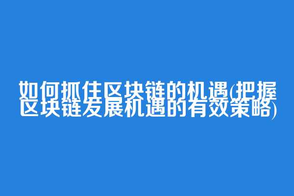 如何抓住区块链的机遇(把握区块链发展机遇的有效策略)