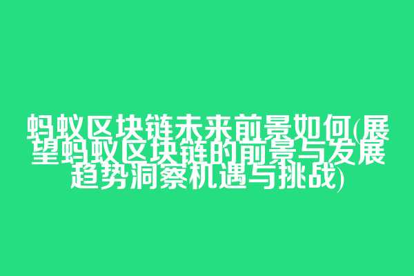 蚂蚁区块链未来前景如何(展望蚂蚁区块链的前景与发展趋势洞察机遇与挑战)