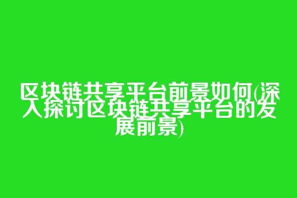 区块链共享平台前景如何(深入探讨区块链共享平台的发展前景)