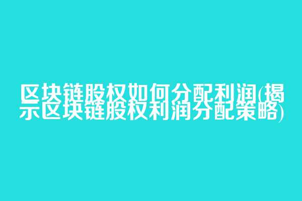 区块链股权如何分配利润(揭示区块链股权利润分配策略)