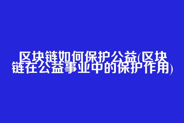 区块链如何保护公益(区块链在公益事业中的保护作用)