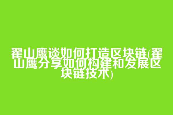 翟山鹰谈如何打造区块链(翟山鹰分享如何构建和发展区块链技术)