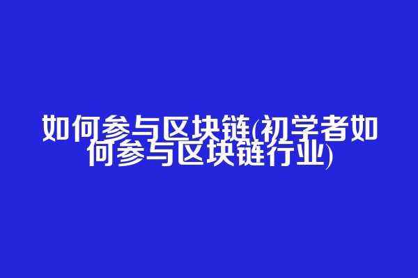如何参与区块链(初学者如何参与区块链行业)