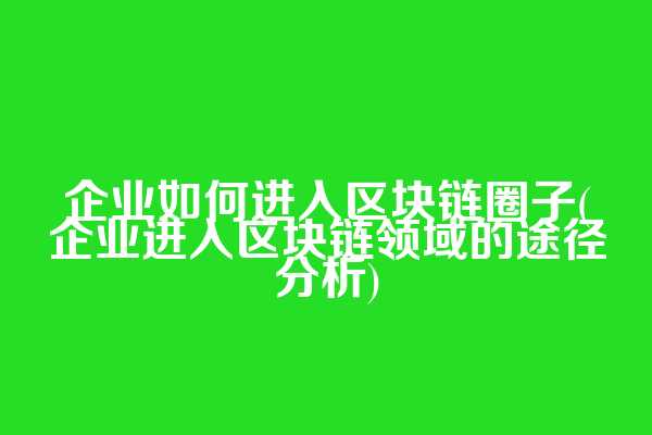 企业如何进入区块链圈子(企业进入区块链领域的途径分析)