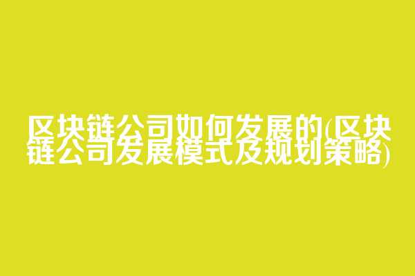区块链公司如何发展的(区块链公司发展模式及规划策略)