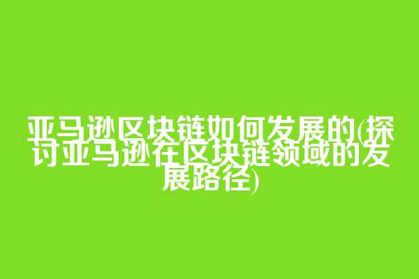 亚马逊区块链如何发展的(探讨亚马逊在区块链领域的发展路径)