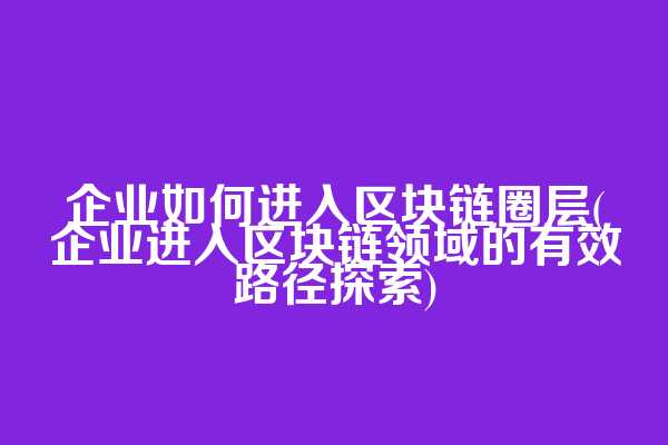 企业如何进入区块链圈层(企业进入区块链领域的有效路径探索)  第1张