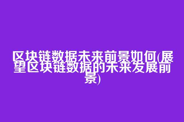 区块链数据未来前景如何(展望区块链数据的未来发展前景)