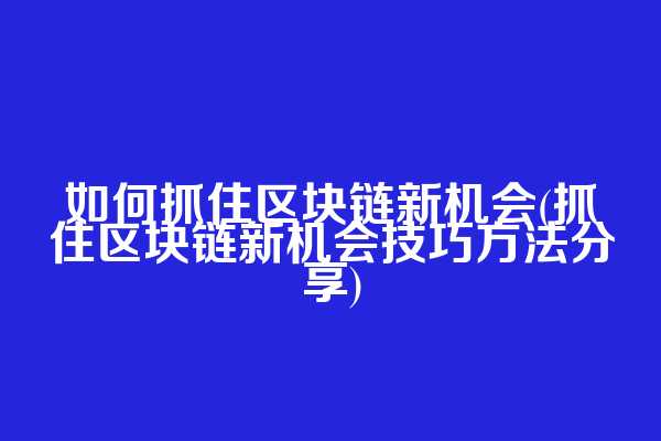 如何抓住区块链新机会(抓住区块链新机会技巧方法分享)