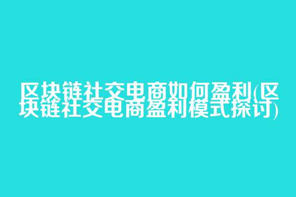 区块链社交电商如何盈利(区块链社交电商盈利模式探讨)