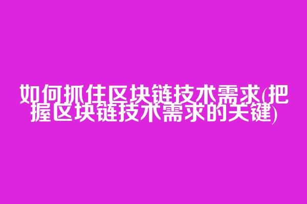 如何抓住区块链技术需求(把握区块链技术需求的关键)