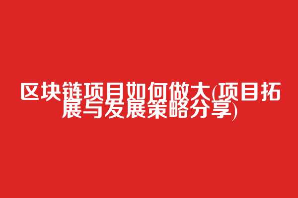 区块链项目如何做大(项目拓展与发展策略分享)