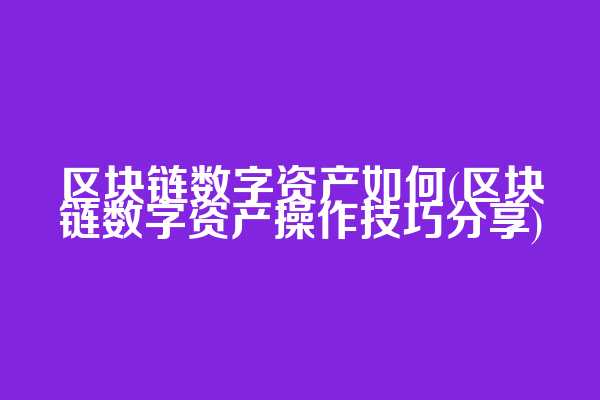 区块链数字资产如何(区块链数字资产操作技巧分享)