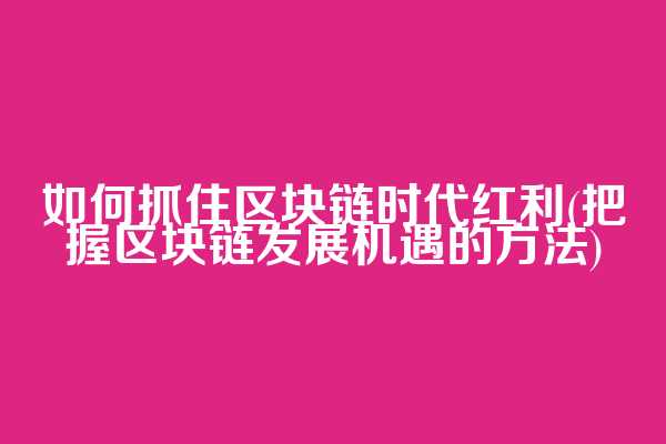 如何抓住区块链时代红利(把握区块链发展机遇的方法)  第1张