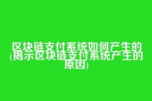 区块链支付系统如何产生的(揭示区块链支付系统产生的原因)