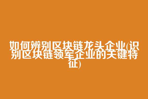 如何辨别区块链龙头企业(识别区块链领军企业的关键特征)