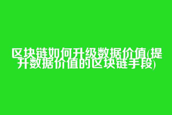 区块链如何升级数据价值(提升数据价值的区块链手段)