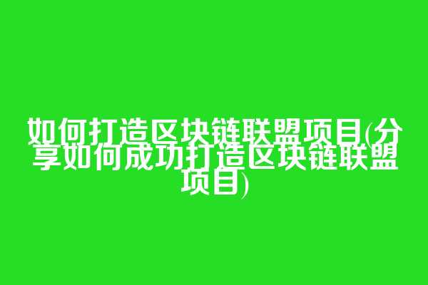 如何打造区块链联盟项目(分享如何成功打造区块链联盟项目)  第1张