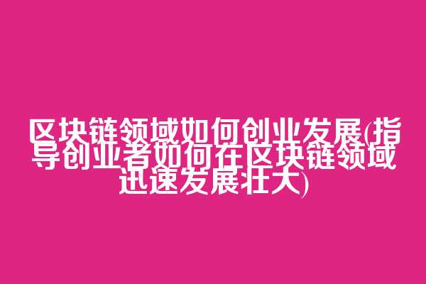 区块链领域如何创业发展(指导创业者如何在区块链领域迅速发展壮大)