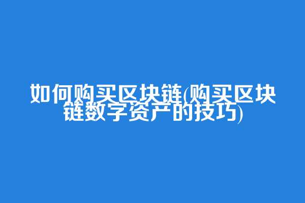 如何购买区块链(购买区块链数字资产的技巧)
