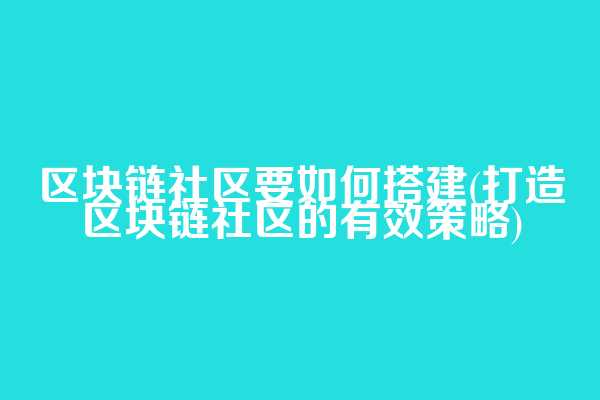 区块链社区要如何搭建(打造区块链社区的有效策略)