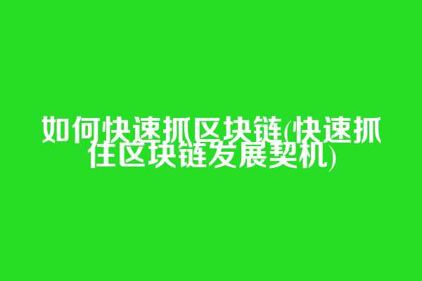 如何快速抓区块链(快速抓住区块链发展契机)