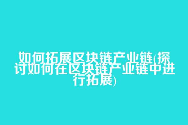 如何拓展区块链产业链(探讨如何在区块链产业链中进行拓展)