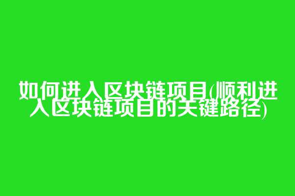 如何进入区块链项目(顺利进入区块链项目的关键路径)  第1张