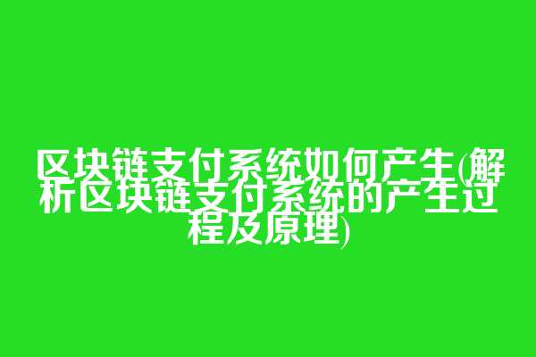 区块链支付系统如何产生(解析区块链支付系统的产生过程及原理)
