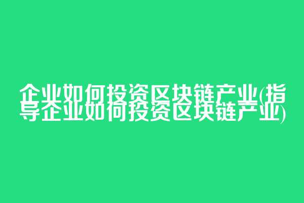 企业如何投资区块链产业(指导企业如何投资区块链产业)