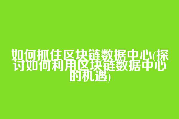 如何抓住区块链数据中心(探讨如何利用区块链数据中心的机遇)