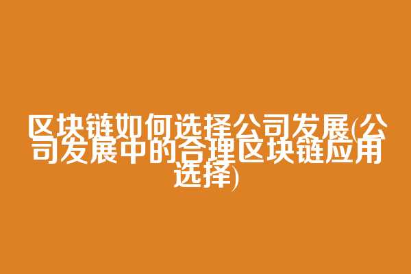 区块链如何选择公司发展(公司发展中的合理区块链应用选择)