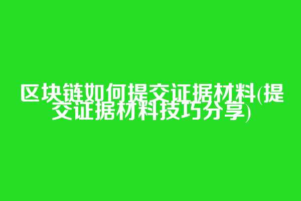 区块链如何提交证据材料(提交证据材料技巧分享)